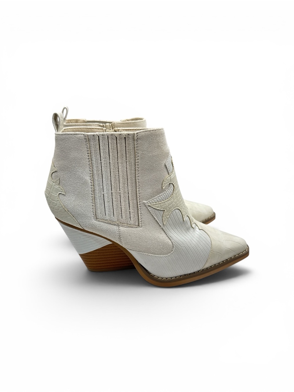 BNWOB Comfort Est 1946 White Western Heeled Ankle Platform Wedge Boots size 9.5 - Picture 5 of 10